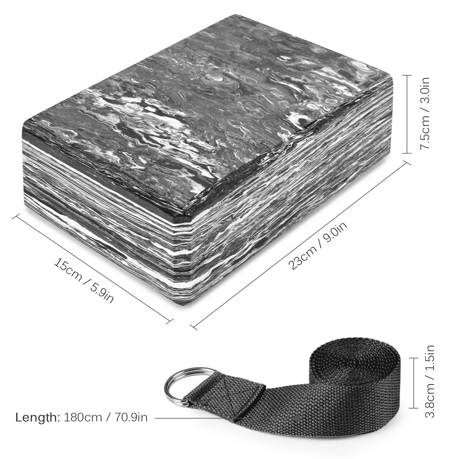 2 stk eva-kamuflasje med høy tetthet yoga murstein antiskli anti-stress trening fitness yoga blokk pilates nybegynner 23cm*7.5cm*9cm