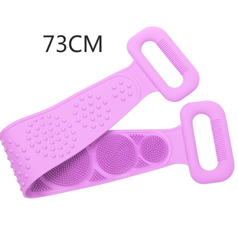 Silikon Zurück Wäscher Weiche Luffa Schlecht Handtuch Schlecht Gürtel Körper Peeling Massage Für Dusche Körper Reinigung Schlecht Dusche Gurt: Violett 73cm