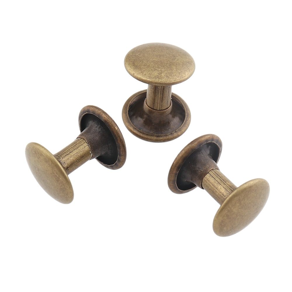 Juego de 100 remaches redondos de Bronce Antiguo, de doble cara, con punta de remache de Metal de 9mm para zapatos de artesanía de cuero, remaches de bolsa, cinturón de ropa