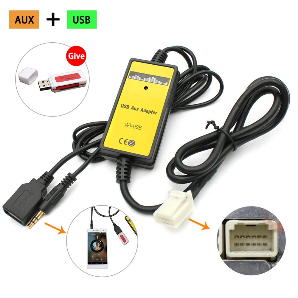 Car MP3 Player Radio Aux & USB In Input Adapter For Toyota Camry Lexus Series 6+6pin Radio USB MP3 Interface CD Changer Adapter: Default Title