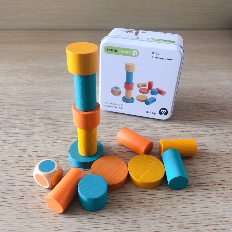 Børn træpuslespil domino tangram legetøj tidlig læring uddannelse intelligens børn interaktivt spillegetøj med detailboks: 8