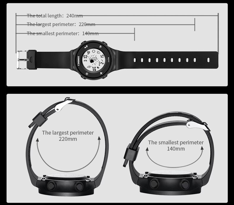 Coobos-Reloj de pulsera electrónico para hombre y mujer, cronógrafo deportivo resistente al agua con pantalla luminosa, 5 bares, ,