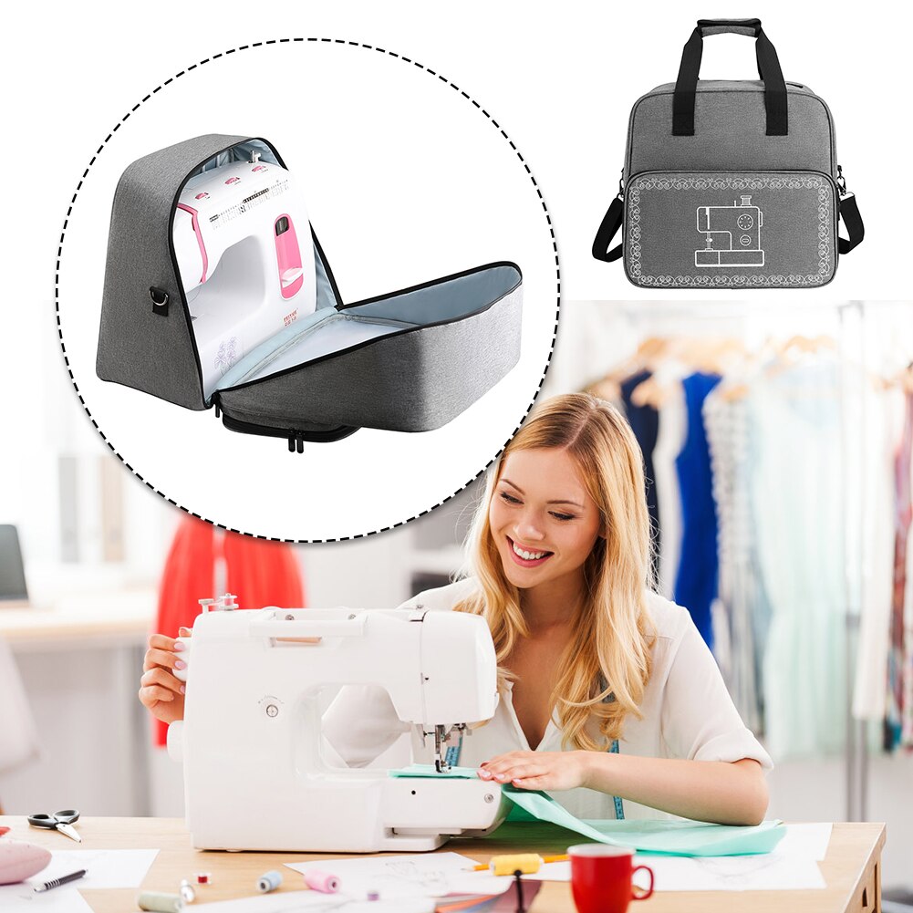 Bolsa de máquina de coser grande, bolso de almacenamiento de Color gris, multifuncional, portátil, organizador de viaje para el hogar, accesorios de costura