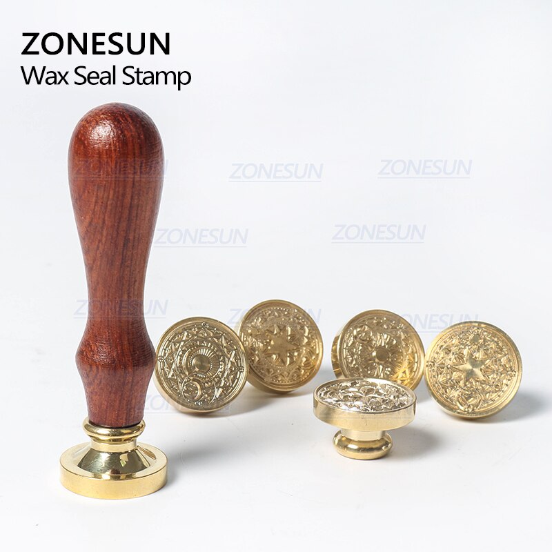 ZONESUN Badge Totem sello con mango de madera para embalaje sobres de cartas paquetes invitaciones de boda