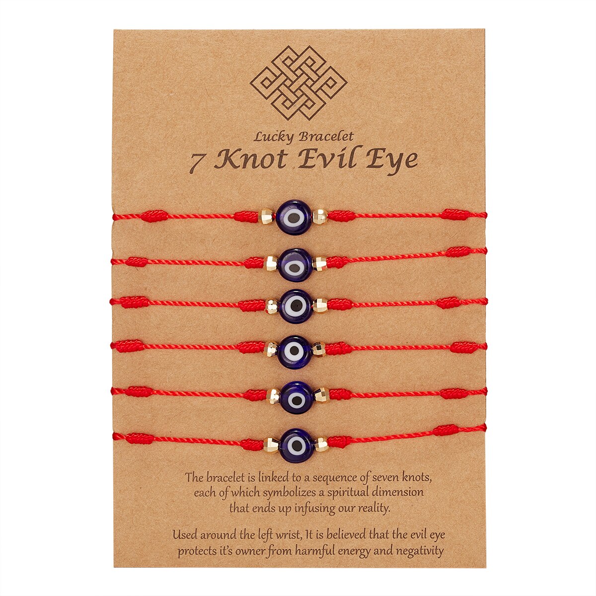 6 teile/satz Türkei Blue Evil Eye Armband Frauen Handarbeit Gewebt Seil Kette Kristall Perlen Armbänder Schmuck: Red color