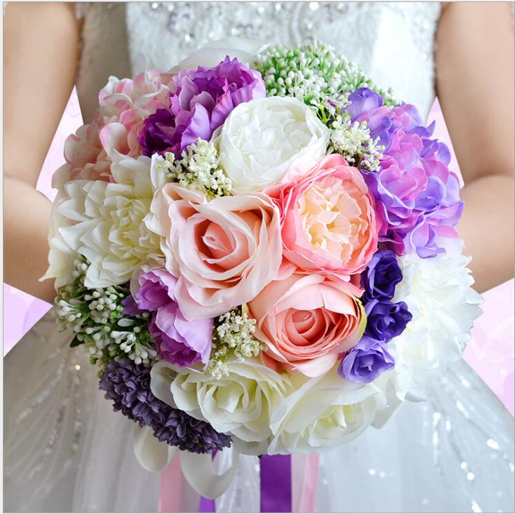 Bridal Bouquets Bridal Holding Flowers Wedding Bouquet Handmade Rose Artificial Flowers Flower good moon D475