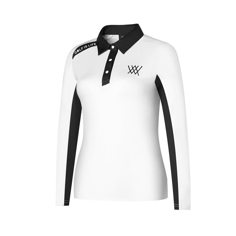 Nueva ropa de golf de manga larga de Invierno para mujer: Blanco / XXL