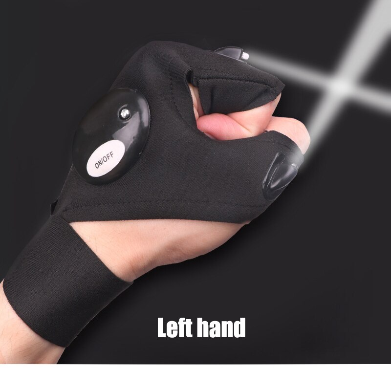 Guantes de pesca luminosos sin dedos LED, linterna de cebo, herramientas de pesca nocturna para exteriores, accesorios para pescar: Blanco