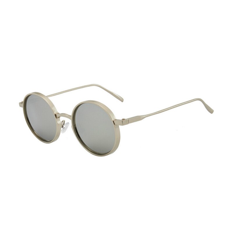 Metall klassisk vintage legering runda solglasögon punkstil liten rund ram lätta solglasögon  uv400 solglasögon