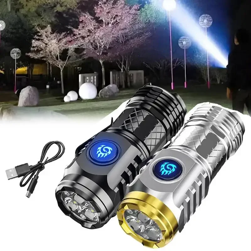 Mini Flash monstruo de tres ojos, linterna superpotente, luz fuerte, recargable, superbrillante, iluminación portátil