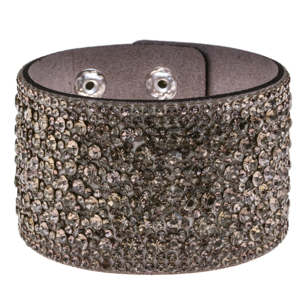 Louleur Breiten Leder Kristall Armbänder & Armreifen Für Frauen Mädchen Handgemachte Weibliche Charme Manschette Armbinde Armbinde Partei Schmuck: Braun