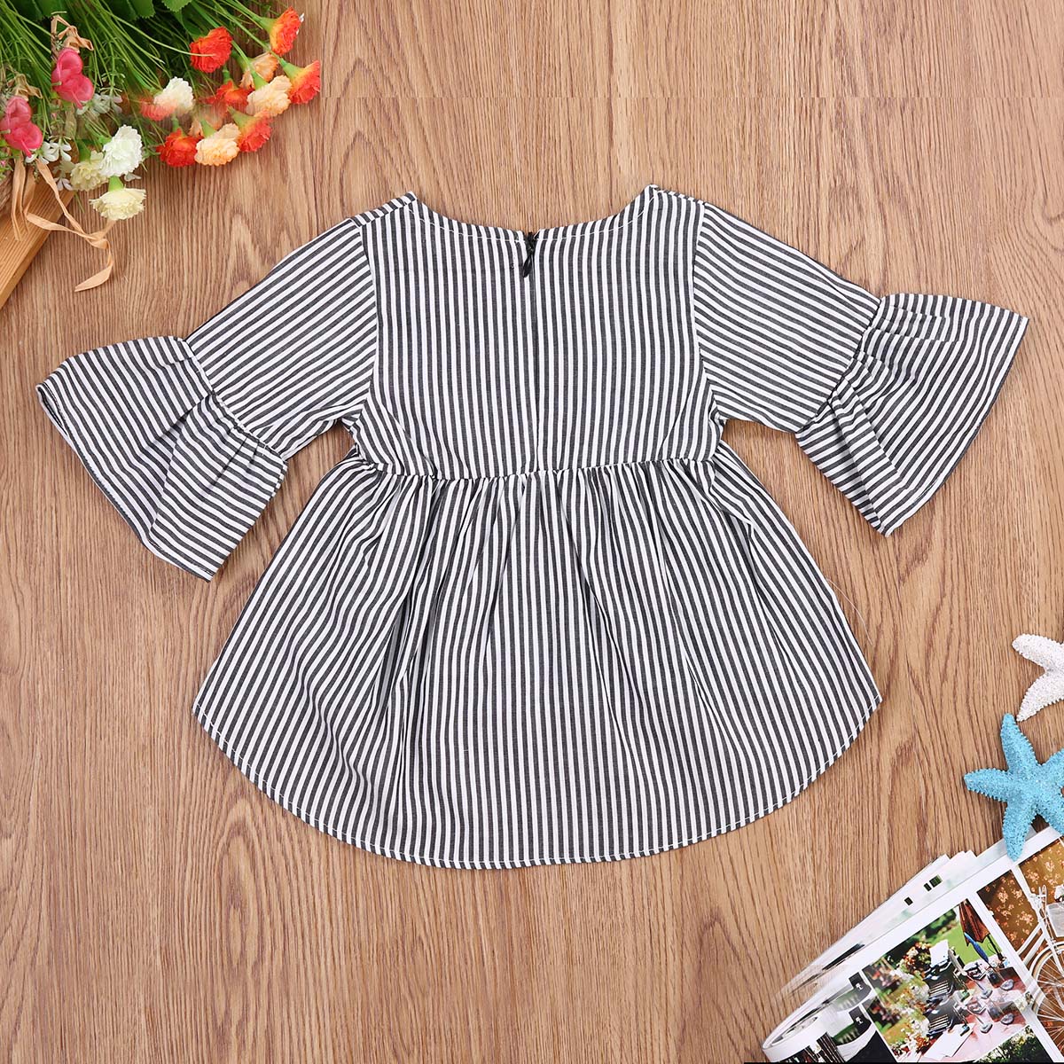 Striped Top Baby Kids Girl Infant T-shirt Tops Jumpsuit Cotton Clothes Outfits 0-18M