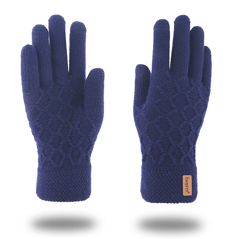 Guantes de invierno para hombre Iwarm, guantes de otoño para pantalla táctil, guantes tejidos que mantienen el calor,: Dark blue