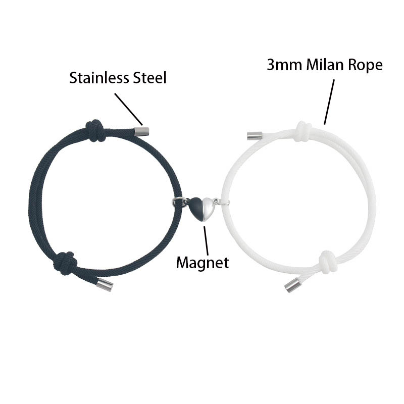 2025 Romantische magneet paar armband zwart wit hart bijpassende armband verstelbare relatie armband Valentijnsdag Joias