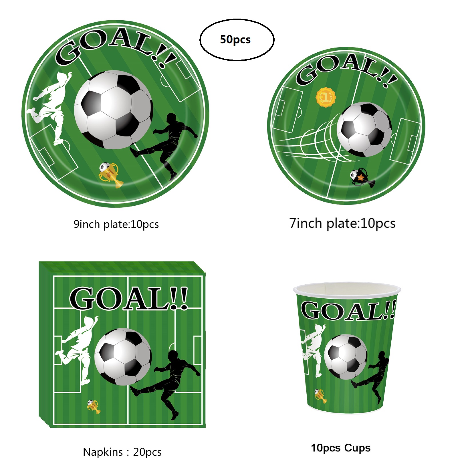 Football Theme Party Disposable Tableware Banner Balloons Soccer Goal Cup Plate for Kids Boy Birthday Party Decoration Supplies: Deep Sapphire