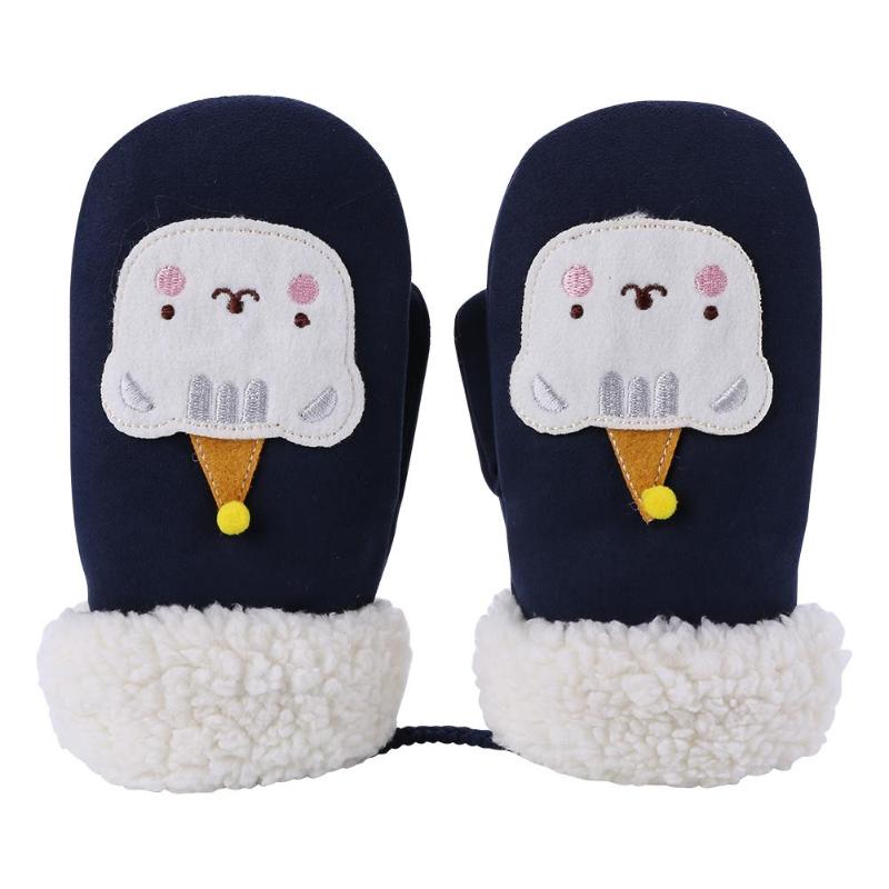 1 paio di Ragazzi di Inverno Guanti Caldi Dei Bambini Di Natale Del Fumetto Guanti Da Sci Addensare Mano Muff Mani di Protezione Del Bambino Guanti e Guanti: Navy Blue