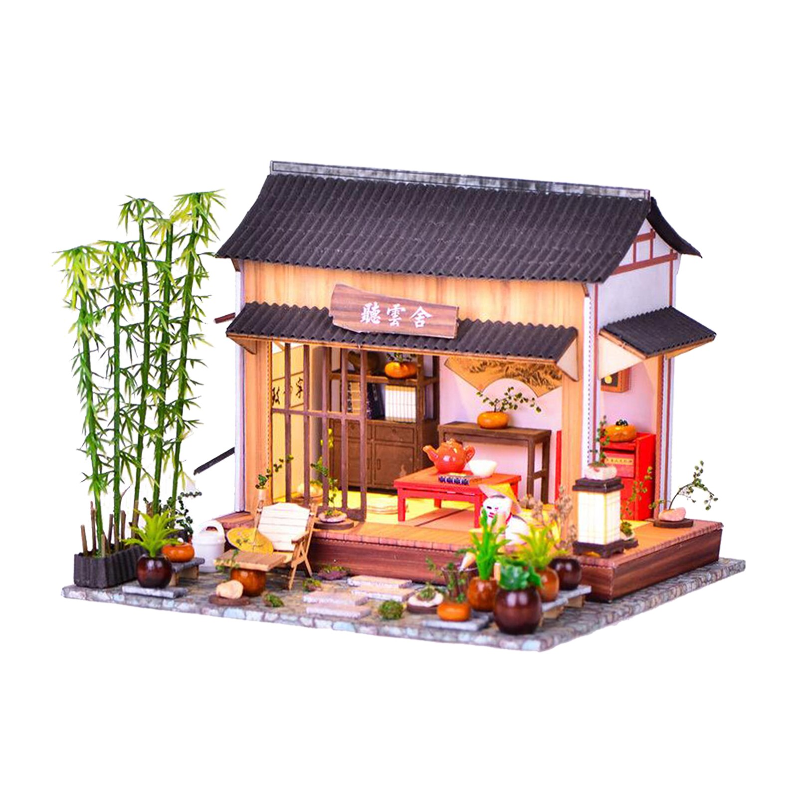 Cottage DIY Miniature DollHouse Kit with LED Handmade House Kits