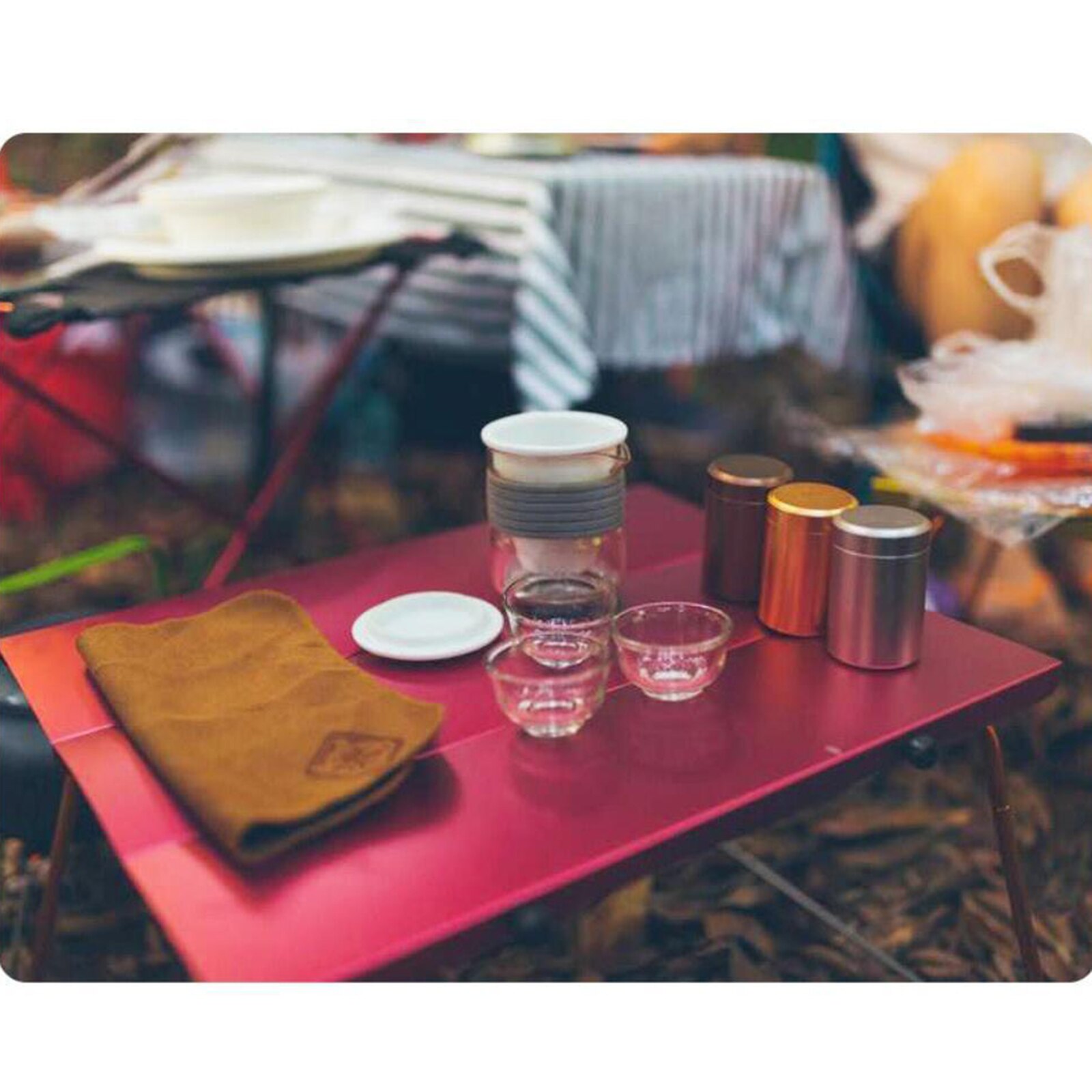 Portable Outdoor Dining Table, Folding Camping Picnic Foldable Table Lightweight Desk with Carrying Bag for Tent: Red