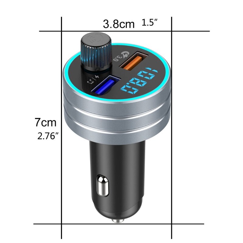 Bluetooth 5.0 auto  mp3 speler handsfree autokit usb autolader snel opladen 3.0 dubbele usb mobiele auto telefoonlader fm-zender