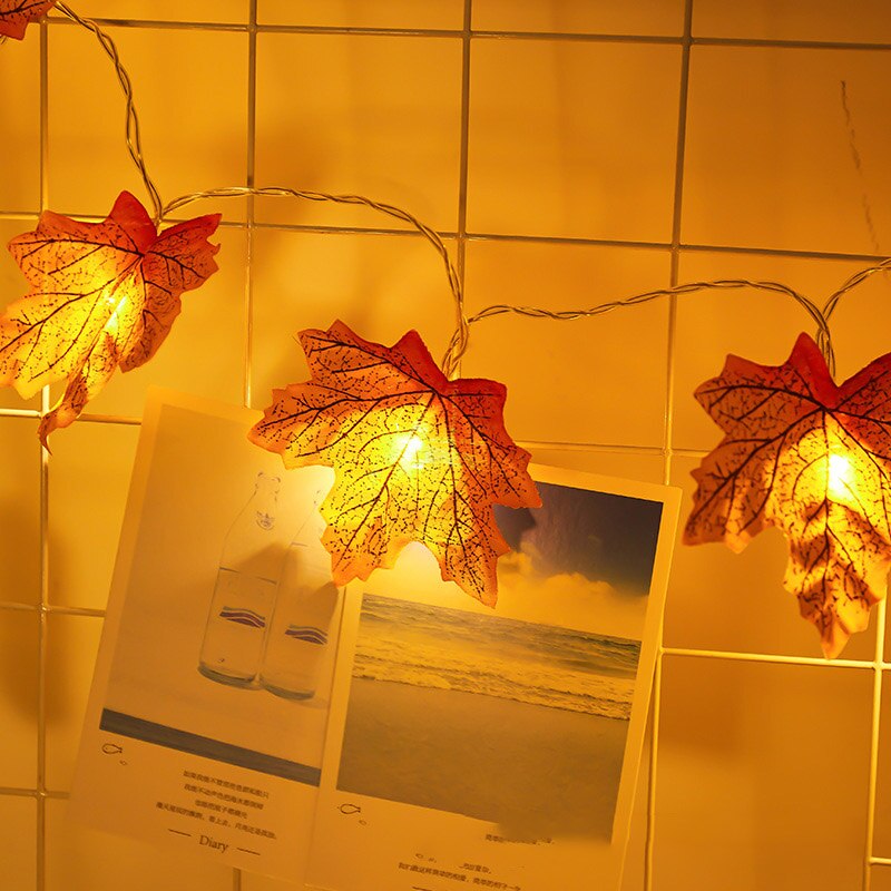 Fairy LED Maple Leaves String Battery/USB Powered Fall Autumn Plants Garland Fence Party Stair Railing Decoration 2M/3M