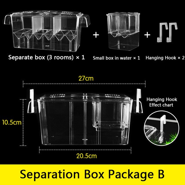 External Breeding Isolation Box Acrylic Aquarium desktop Breeding Box Double Layers Multifunction Removed Mother fish GuppyBetta: Separation box B