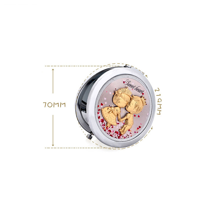 Asklove maquillage Miroir feuille d'or Miroir Portable pliant maquillage or Miroir envoyer amant petite amie cosmétiques miroirs