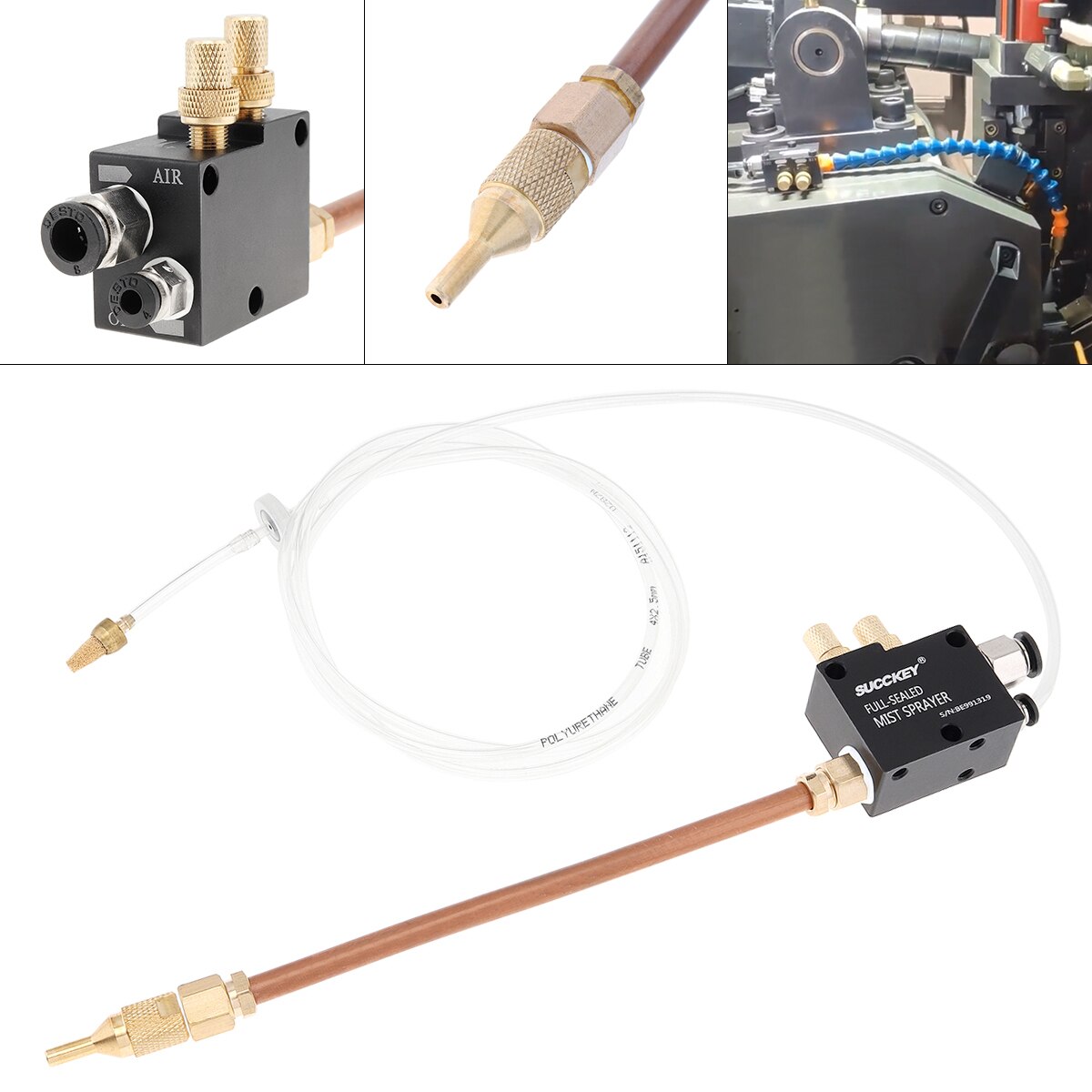 Precisie Mist Koelvloeistof Spray Systeem Met 20 Cm Koperen Pijp En Terugslagklep Voor Metalen Snijden Graveren Cooling Machine/cnc Draaibank