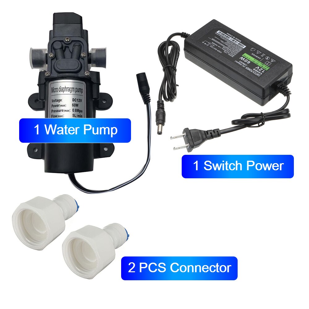 FF Water Pump DC 12V 60W Micro Diaphragm Garden irrigation High Pressure 1/2" Male Thread Interface Self-Priming Booster Pump: add connector