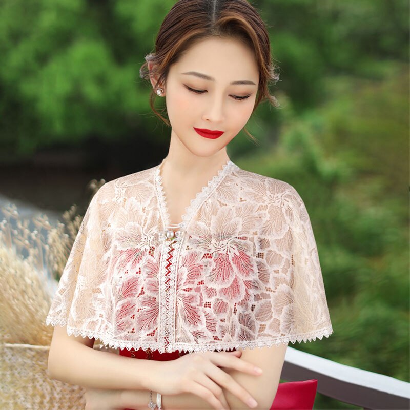 Zwart Wit Champagne Burgundy Lace Bruiloft Jas Cape Wrap Korte Bruids Wraps Sjaal Vrouwen Avond Bolero Bruid Capes Mariage