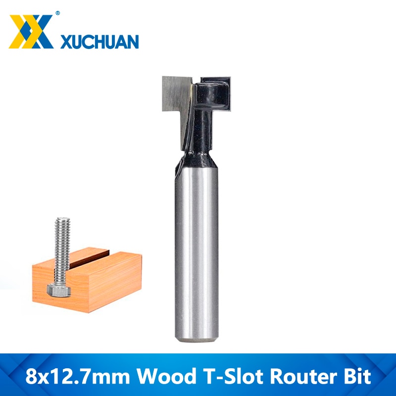 Rengöring av bottenfräs bitar träfräsar t-spårfräsar bitar av hårdmetallfräs 8mm skaft t-spår spårfräs