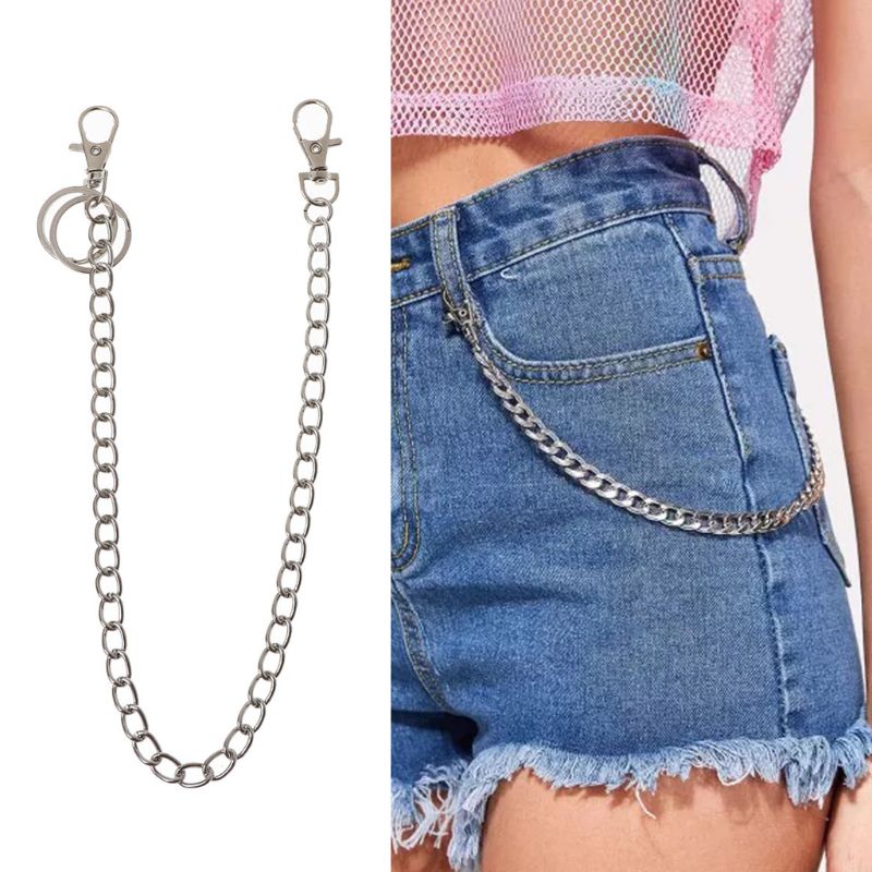 16 &quot; punk bälte plånbok kedja midja byxor kedja ficka kedja med nyckelring för byxor bälte jeans plånböcker nycklar smycken unisex