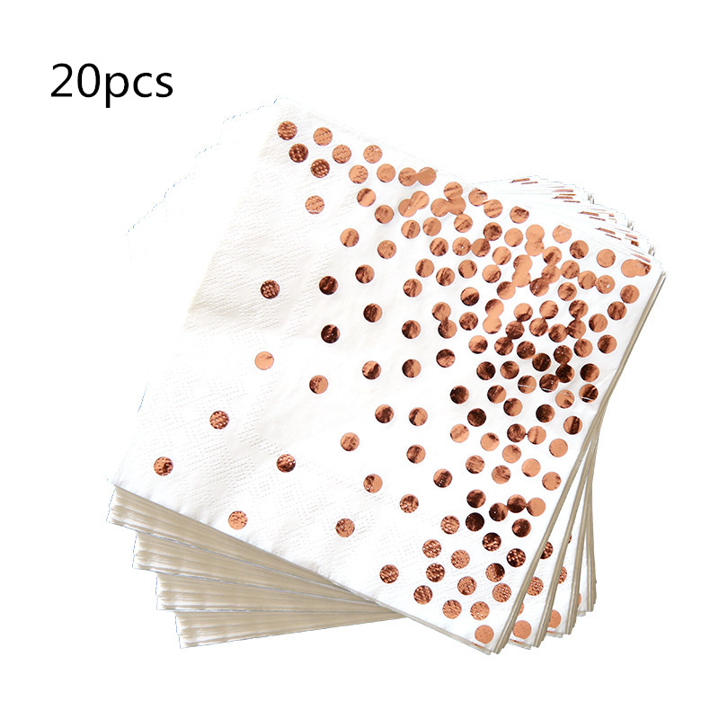Rose Gold birthday party decorations Disposable Tableware Set Paper Plate Cup Wedding Bachelorette Party Decoration Baby Shower: 20pcs paper napkin