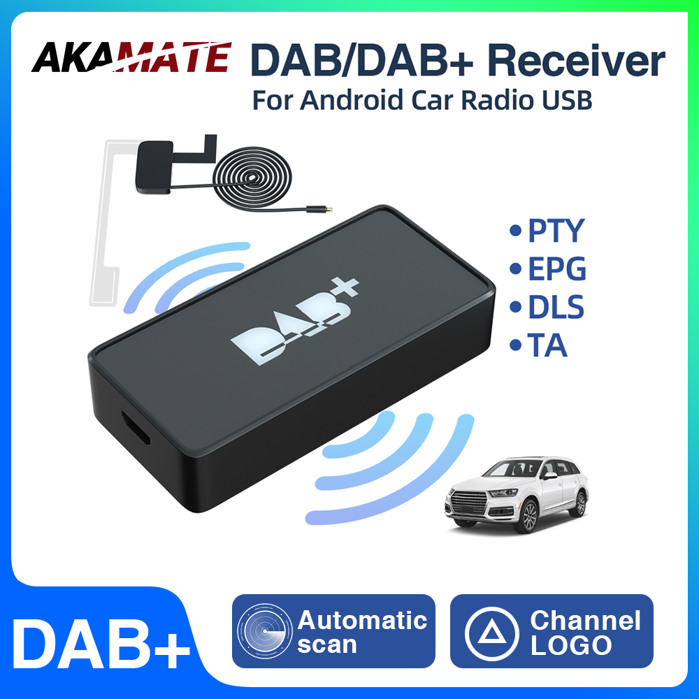 Antena DAB + para Radio de coche Android con adaptador USB, reproductor receptor DAB estéreo GPS, escaneo automático, compatible con logotipo de lista de canales
