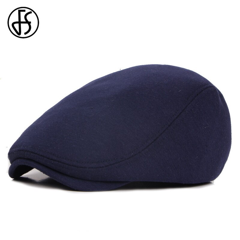 Gorro de boina FS para hombre y mujer, gorro de algodón negro de otoño e invierno, gorro plano de hiedra ajustable para hombre y mujer, Boina de punto liso para caballero