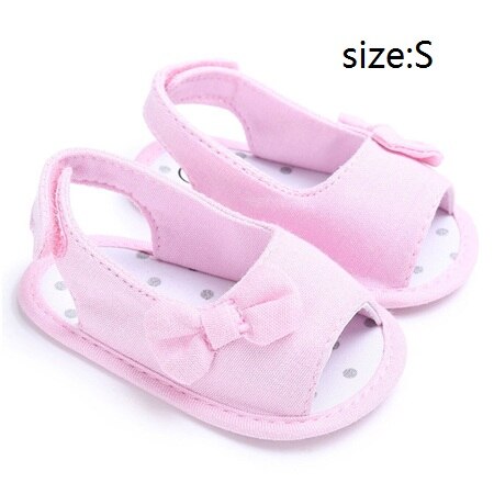 Sandalias de verano para niña con lazo para recién nacido, zapatos informales de princesa para exteriores, suela suave antideslizante para 0-12 meses: Pink S