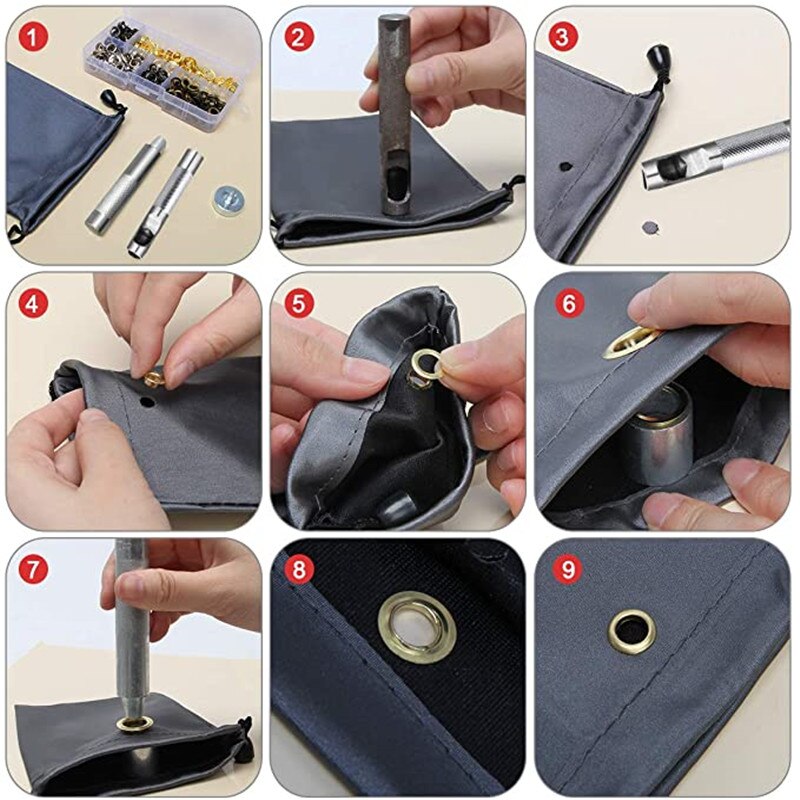 1/4 Inch Buttonhole Kit 200 Sets of 6mm Sewing Buttonholes 4 Colors of Metal Buttonhole Tools Including Tools and Storage Box