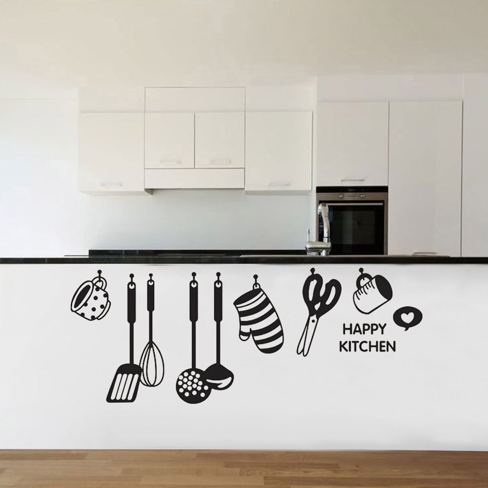 Enjoying Your Cook Time Kitchen Wall Stickers Decals Fun Cook Utensils Home Decor Restaurant Refrigerator Wall Decals#001