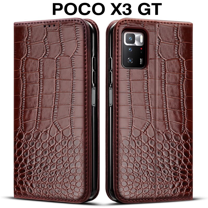 Funda de cuero para Xiaomi Poco X3 GT, carcasa de lujo para Mi X3 GT, funda de TPU suave de 6,6 pulgadas: Deep Brown