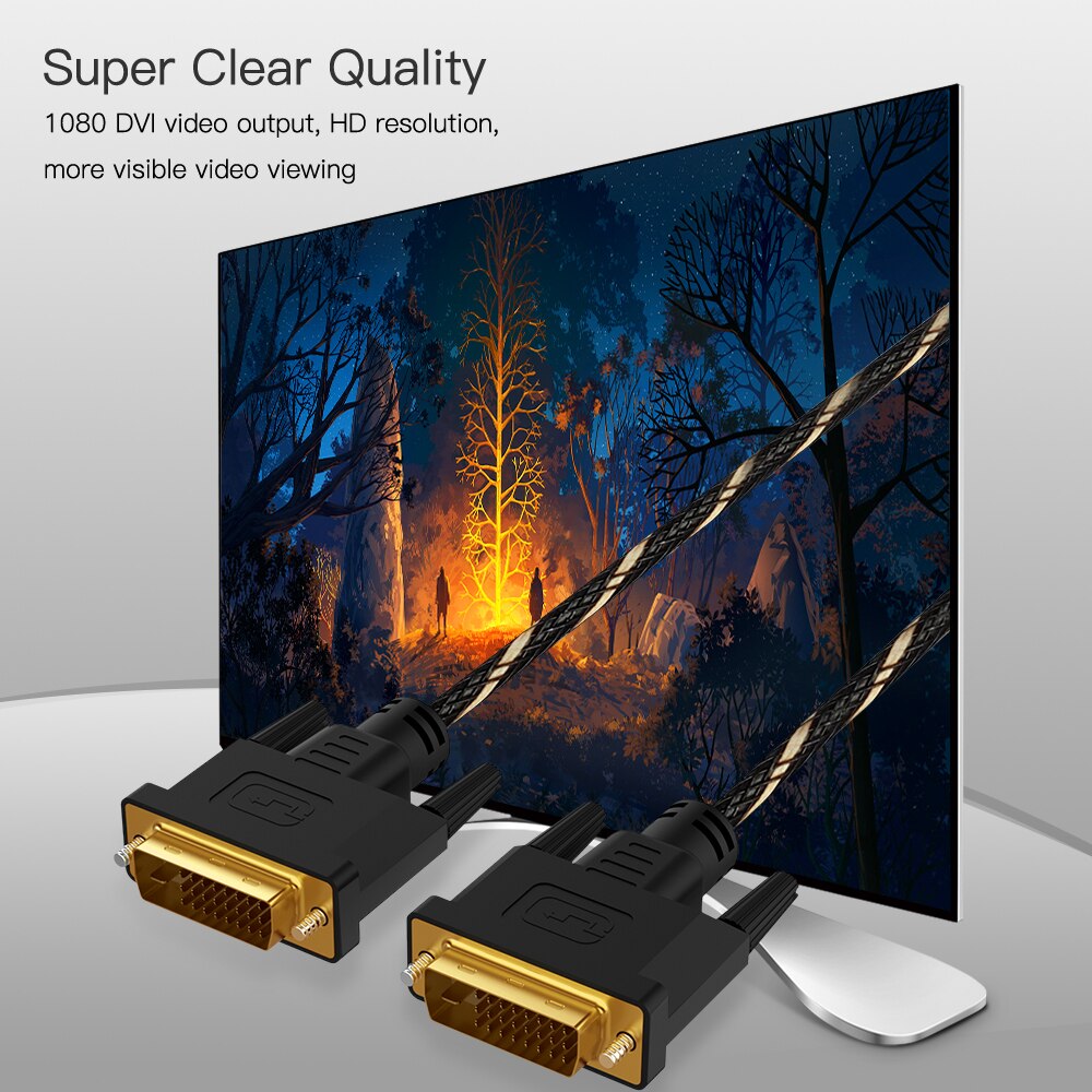 Trenza DVI 24 + 1 Cable DVI para 1080P TV PS3 Loptap PCProjector chapados en oro adaptador macho a macho de 0,5 m 1m 1,8 m 3m 5m 10m 15m