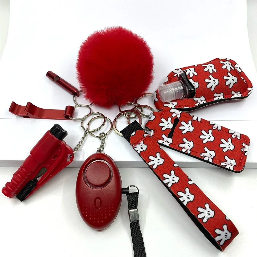 Veiligheidssleutelhanger Volledige set Zelfverdedigingssleutelhanger Set met persoonlijke alarmaccessoires voor vrouwen en meisjes: Ivoor