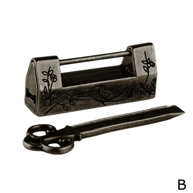 Mot de passe cadenas serrure métal chinois Vintage Antique rétro clé bijoux combinaison Bronze/noir serrures Bronze Mini mot de passe: sliver