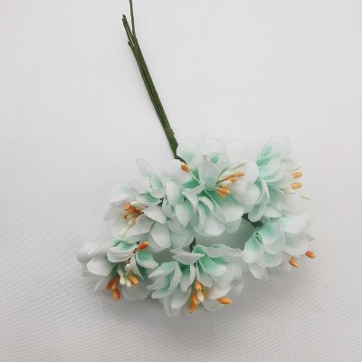 6 STUKS Geschenkdoos Scrapbooking Anjer Kunstbloemen Zijde Boeket Voor Bruiloft Decoratie Party DIY Krans Craft Nep Bloem: Sky Blue