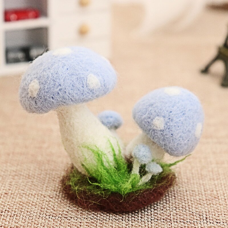 DIY Wool Felting Kit of Mushroom Plant With with Needle Handmade Craft Needlework Sewing Accessories Felt Poked Kit for Adults: No Base