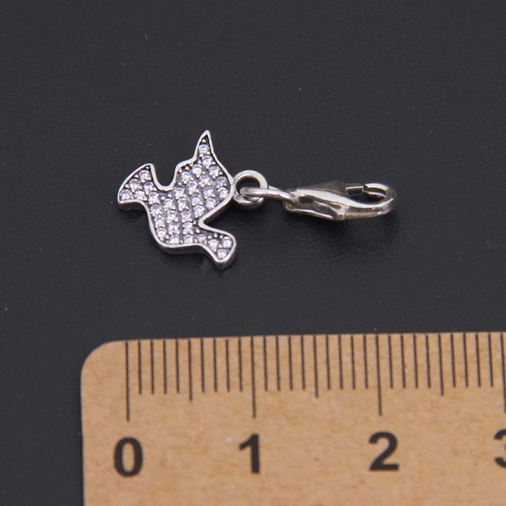 Hemiston Thomas Vintage Pigeon 925 Sterling Silver Charm with Clear CZ Against Evil Jewelry for Women and Men TS 081H