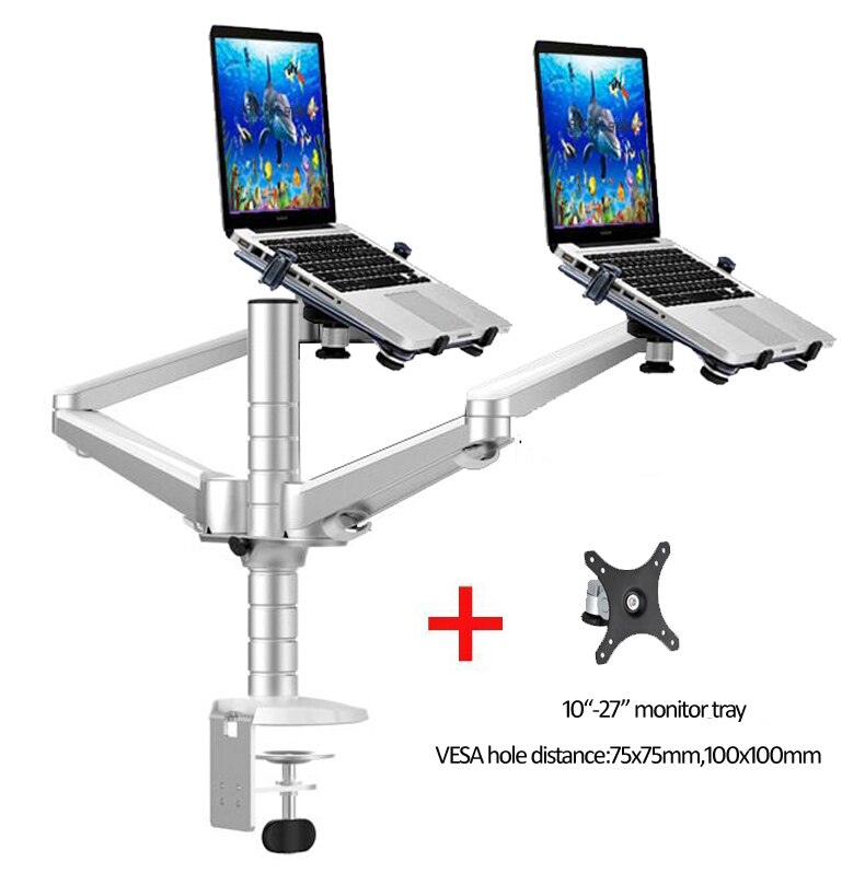 OA-12X Aluminium legierung 2 in 1 Halterung einstellbar Dual Arm doppel Laptop Schreibtisch stehen Halfter Für 10-15 zoll Laptop + 7 "-10" Tablette: OA-12K