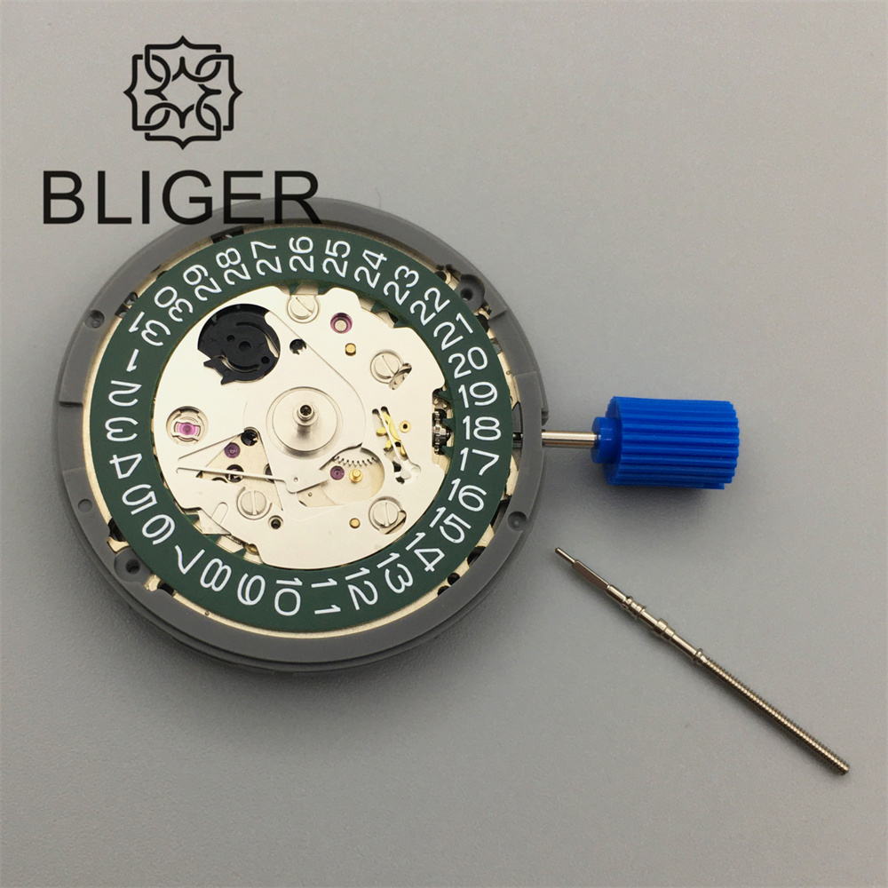 BLIGER-Montre mécanique automatique pour homme, mouvement de la couronne NH35A, réglage de la date en or, haute précision, noir, bleu, blanc, vert, 3,0, 3,8: green