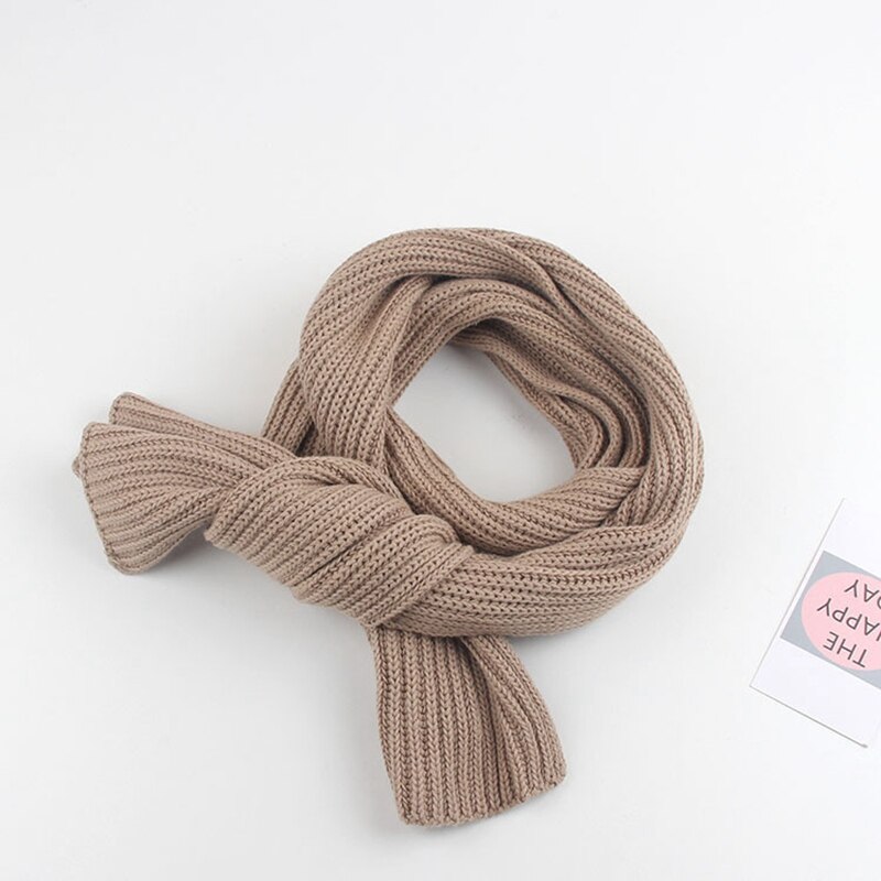 Autumn Winter Boys Girls Baby Kids Children Solid Scarf Warm Knitting Knitted Knitwear Collar Scarves Neckerchief S9773: Kahki