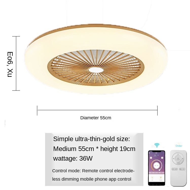 Ceiling Fan with Lighting 180V-265V LED Light with APP Mobile Phone Control Support Bluetooth Connection for Bedroom Living Room: 1