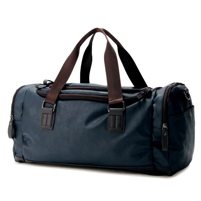 Män stor pu läder sport gym väska fitness träning yogapåsar duffel tote resa handväska manliga utomhus axel bolsa: 2