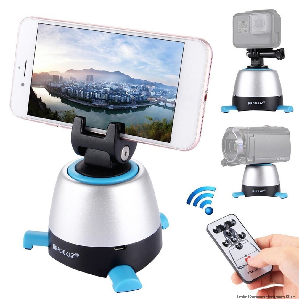 PULUZ Electronic 360 Degree Rotation Panoramic Tripod Head with Remote Controller Rotating Pan Head For Smartphones, GoPro, DSLR